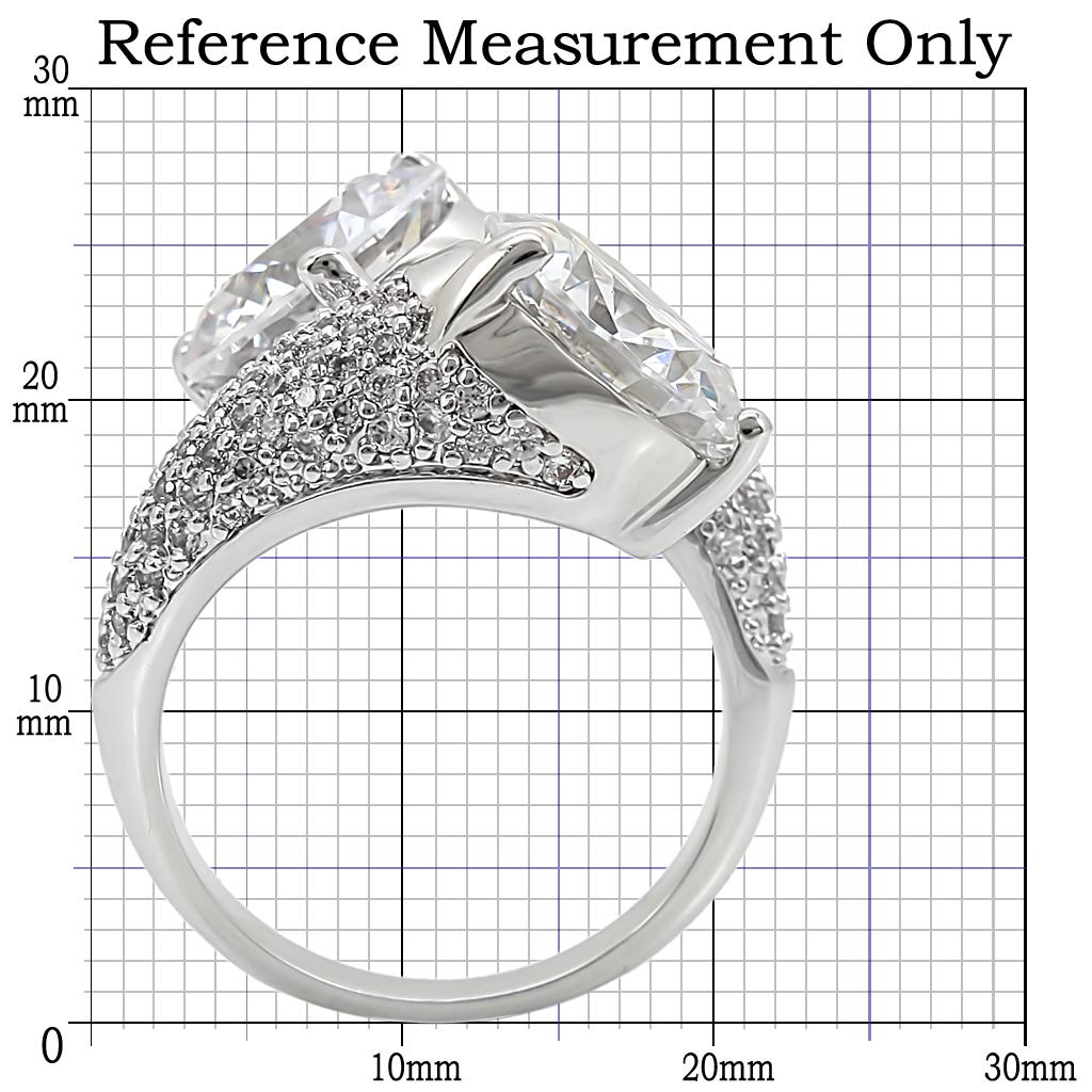 1W015 - Rhodium Brass Ring with AAA Grade CZ  in Clear-1