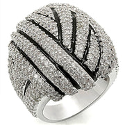 1W016 - Rhodium Brass Ring with AAA Grade CZ  in Clear-0