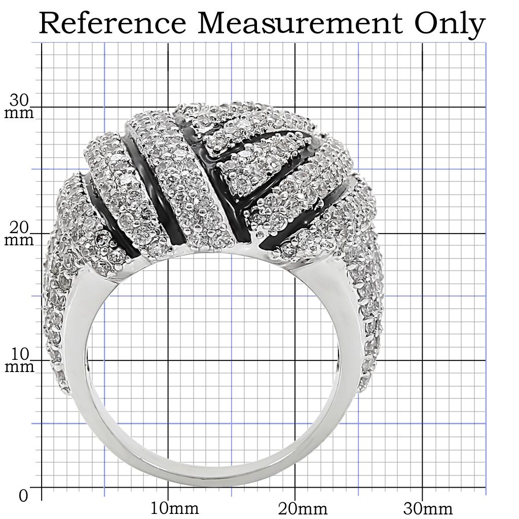 1W016 - Rhodium Brass Ring with AAA Grade CZ  in Clear-1