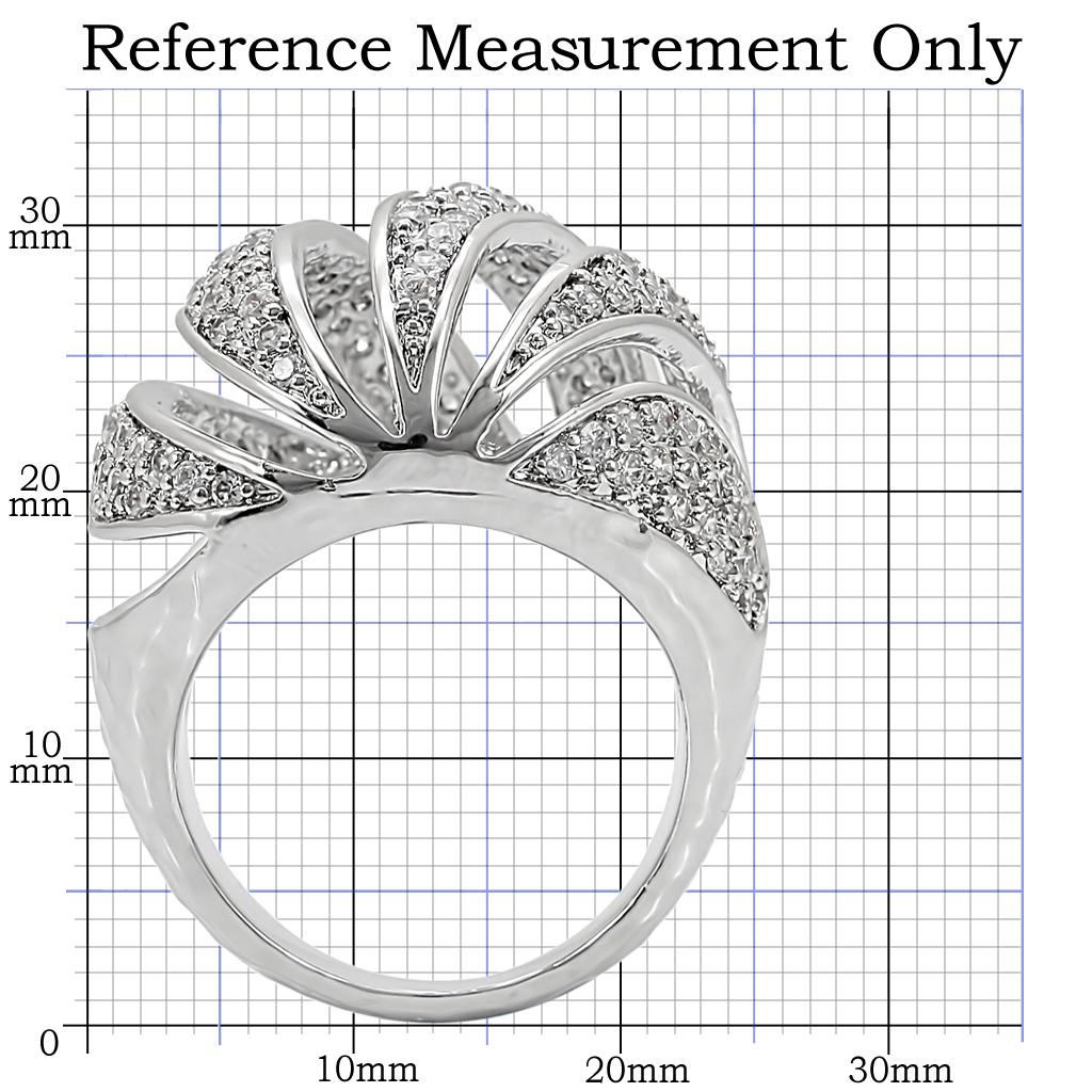 1W019 - Rhodium Brass Ring with AAA Grade CZ  in Clear-1