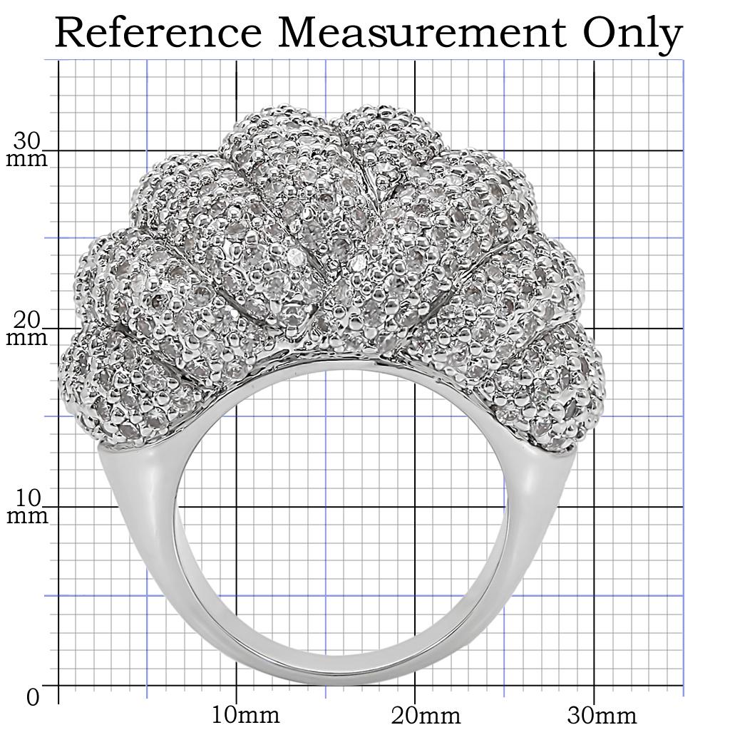 1W020 - Rhodium Brass Ring with AAA Grade CZ  in Clear-1