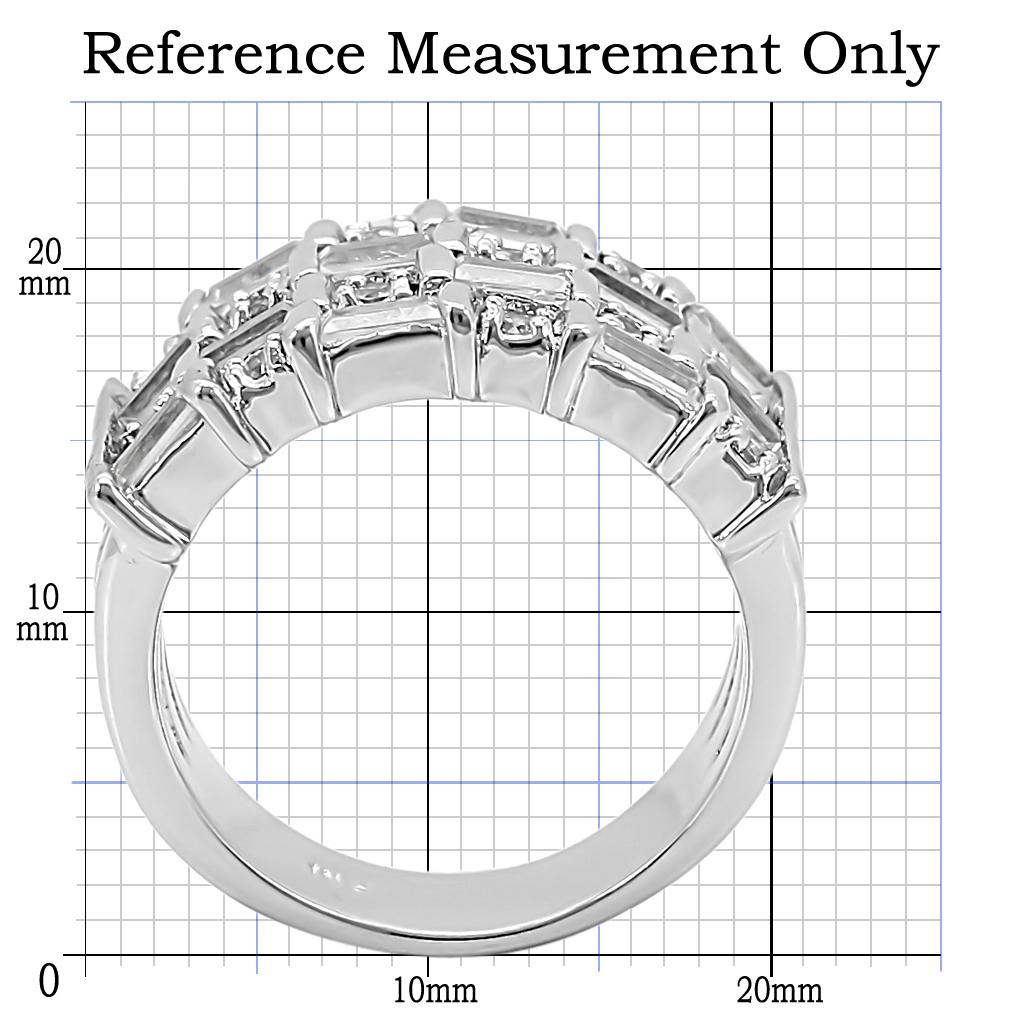 1W024 - Rhodium Brass Ring with AAA Grade CZ  in Clear-1