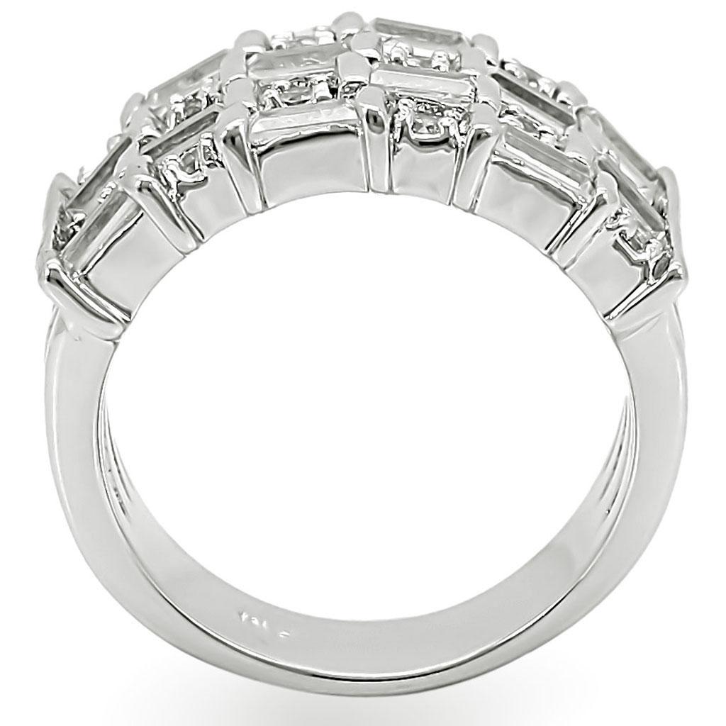 1W024 - Rhodium Brass Ring with AAA Grade CZ  in Clear-3