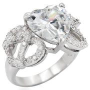 1W027 - Rhodium Brass Ring with AAA Grade CZ  in Clear-0