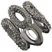 1W033 - Ruthenium Brass Ring with Top Grade Crystal  in Black Diamond-0