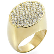 1W034 - Gold Brass Ring with Top Grade Crystal  in Clear-0