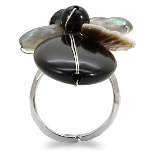 LOA594 - Antique Tone Brass Ring with Assorted  in Multi Color-3