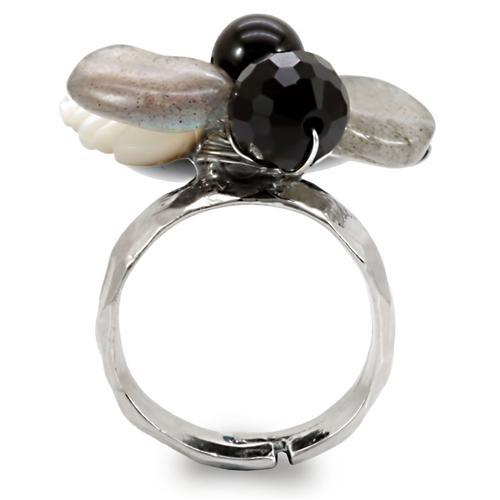 LOA594 - Antique Tone Brass Ring with Assorted  in Multi Color-4