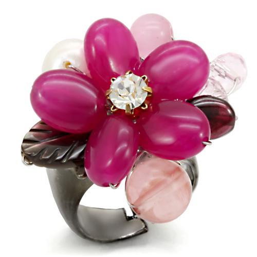 LOA595 - Antique Tone Brass Ring with Assorted  in Multi Color-0