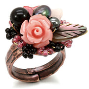 LOA596 - Antique Tone Brass Ring with Assorted  in Multi Color-0
