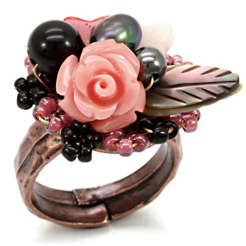 LOA596 - Antique Tone Brass Ring with Assorted  in Multi Color-0