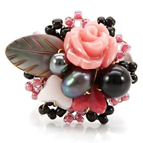 LOA596 - Antique Tone Brass Ring with Assorted  in Multi Color-2