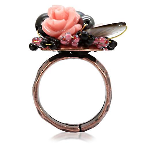 LOA596 - Antique Tone Brass Ring with Assorted  in Multi Color-3