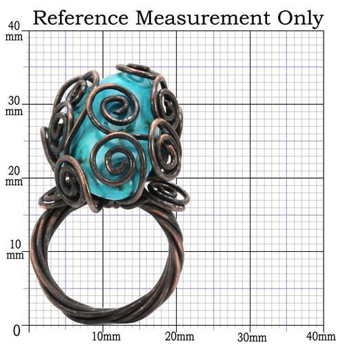 LOA597 - Antique Tone Brass Ring with Synthetic Turquoise in Turquoise-1
