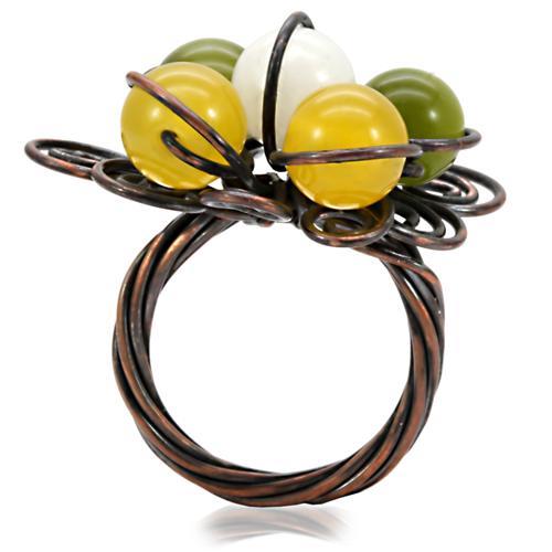 LOA598 - Antique Tone Brass Ring with Assorted  in Multi Color-3
