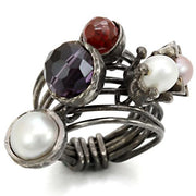 LOA599 - Antique Tone Brass Ring with Assorted  in Multi Color-0