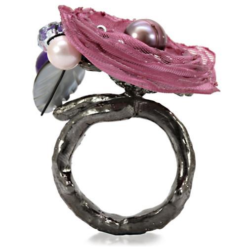 LOA600 - Antique Tone Brass Ring with Assorted  in Multi Color-3