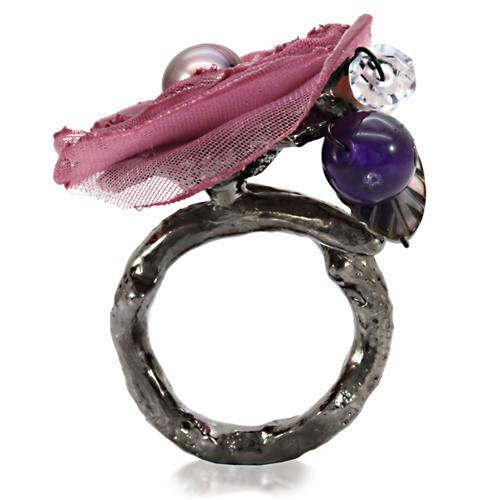 LOA600 - Antique Tone Brass Ring with Assorted  in Multi Color-4