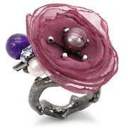 LOA600 - Antique Tone Brass Ring with Assorted  in Multi Color-0