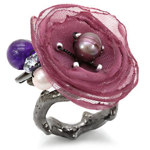 LOA600 - Antique Tone Brass Ring with Assorted  in Multi Color-0