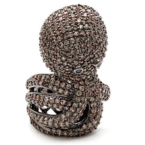 1W080 - Ruthenium Brass Ring with AAA Grade CZ  in Multi Color-1