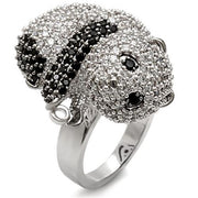 1W083 - Rhodium + Ruthenium Brass Ring with AAA Grade CZ  in Black Diamond-0