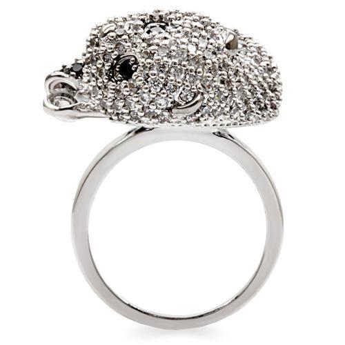 1W083 - Rhodium + Ruthenium Brass Ring with AAA Grade CZ  in Black Diamond-3