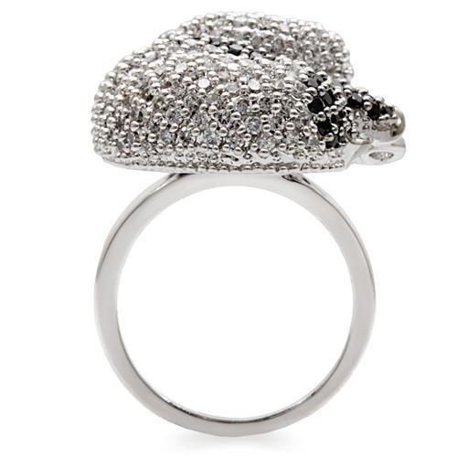 1W083 - Rhodium + Ruthenium Brass Ring with AAA Grade CZ  in Black Diamond-4