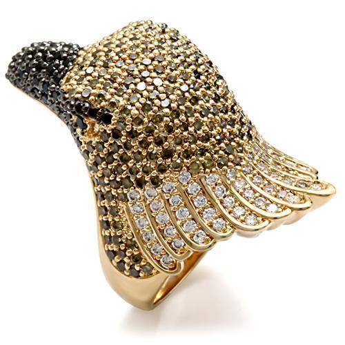 1W084 - Gold+Ruthenium Brass Ring with AAA Grade CZ  in Multi Color-0