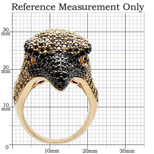 1W084 - Gold+Ruthenium Brass Ring with AAA Grade CZ  in Multi Color-1