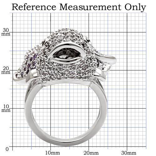1W085 - Rhodium Brass Ring with AAA Grade CZ  in Multi Color-1