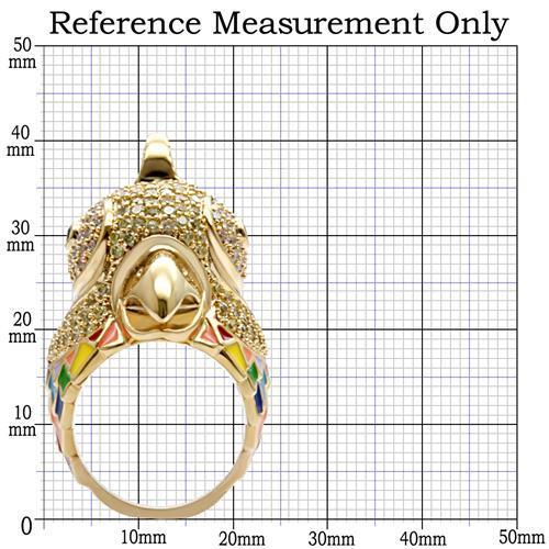1W087 - Gold Brass Ring with AAA Grade CZ  in Multi Color-1