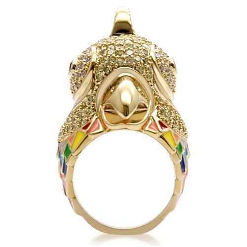 1W087 - Gold Brass Ring with AAA Grade CZ  in Multi Color-3