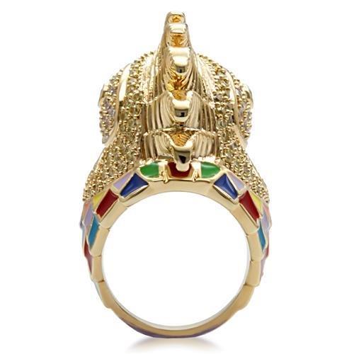 1W087 - Gold Brass Ring with AAA Grade CZ  in Multi Color-4