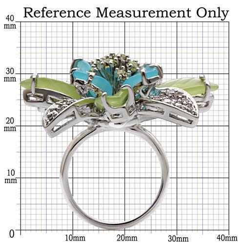 1W094 - Rhodium Brass Ring with Synthetic Synthetic Glass in Multi Color-1