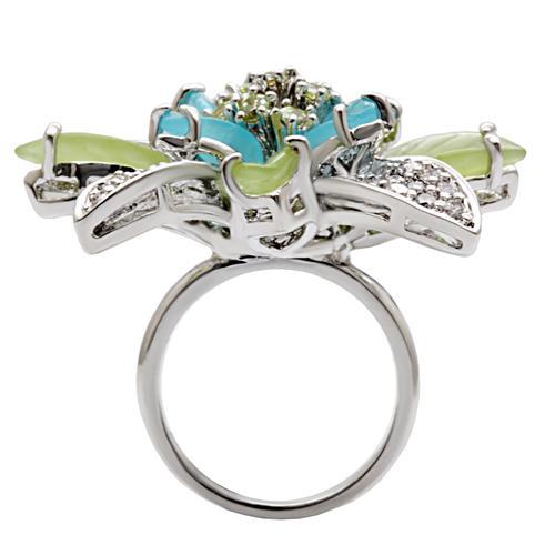 1W094 - Rhodium Brass Ring with Synthetic Synthetic Glass in Multi Color-4
