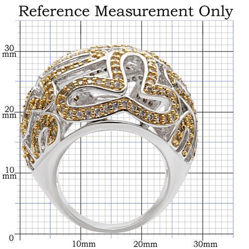 1W095 - Reverse Two-Tone Brass Ring with AAA Grade CZ  in Topaz-1