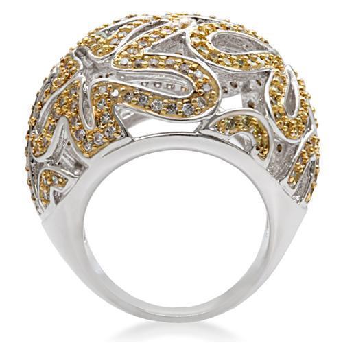 1W095 - Reverse Two-Tone Brass Ring with AAA Grade CZ  in Topaz-4