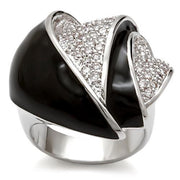 1W105 - Rhodium Brass Ring with AAA Grade CZ  in Clear-0
