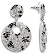 1W122 - Imitation Rhodium Brass Earrings with AAA Grade CZ  in Black Diamond-0