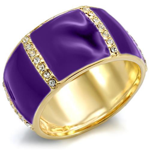 1W145 - Gold Brass Ring with Top Grade Crystal  in Clear-0