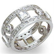 20421 - High-Polished 925 Sterling Silver Ring with AAA Grade CZ  in Clear-0