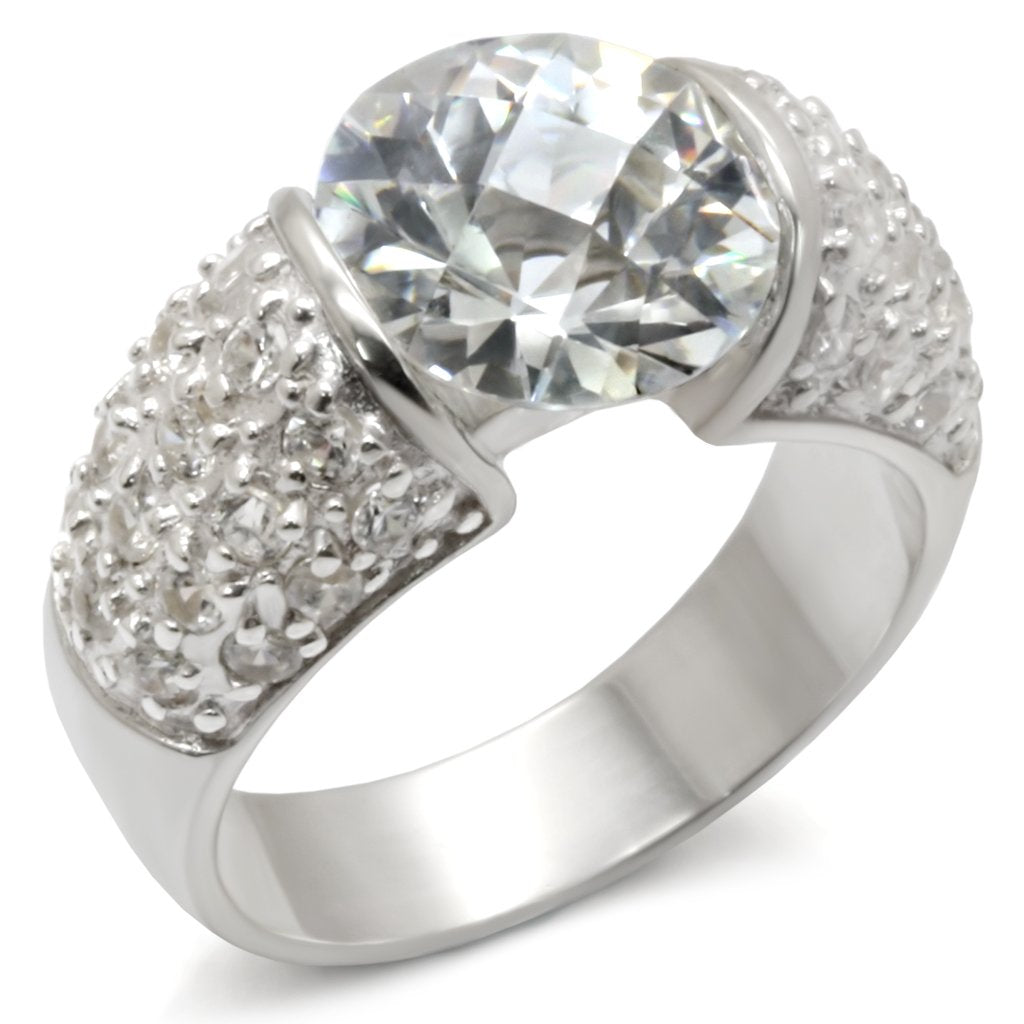 20423 - High-Polished 925 Sterling Silver Ring with AAA Grade CZ  in Clear-0