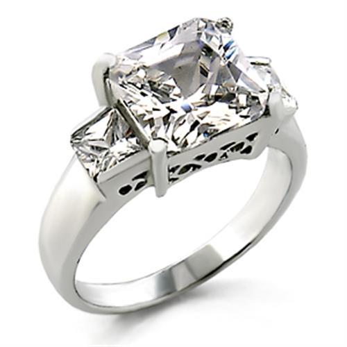 21209 - High-Polished 925 Sterling Silver Ring with AAA Grade CZ  in Clear-0