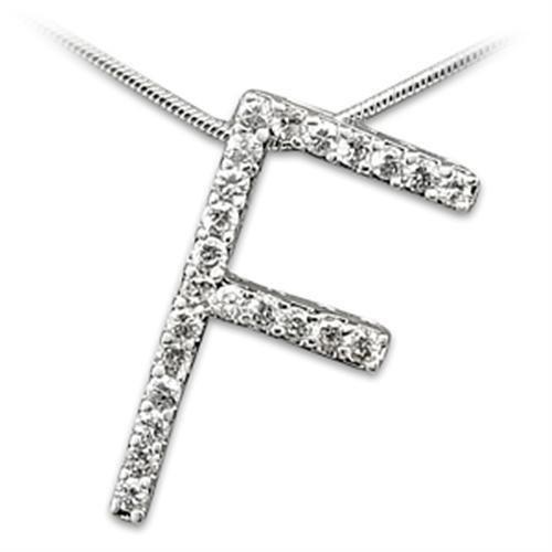 21606 - Rhodium Brass Pendant with AAA Grade CZ  in Clear-0