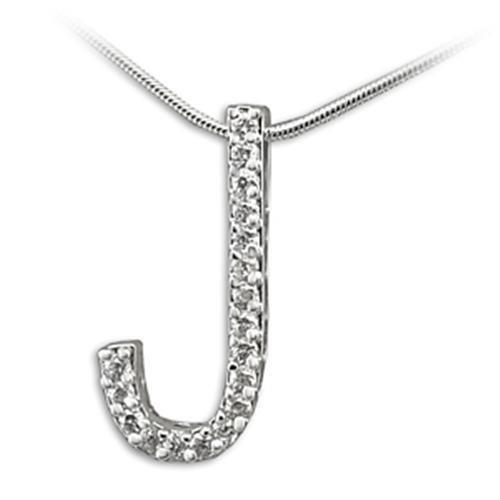 21610 - Rhodium Brass Pendant with AAA Grade CZ  in Clear-0