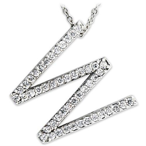 21621 - Rhodium Brass Pendant with AAA Grade CZ  in Clear-0