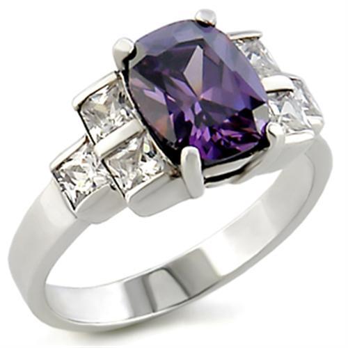 22521 - High-Polished 925 Sterling Silver Ring with AAA Grade CZ  in Amethyst-0