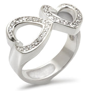 30235 - High-Polished 925 Sterling Silver Ring with AAA Grade CZ  in Clear-0
