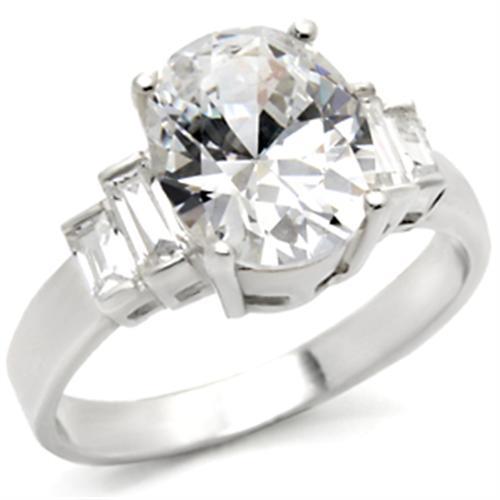 30305 - High-Polished 925 Sterling Silver Ring with AAA Grade CZ  in Clear-0